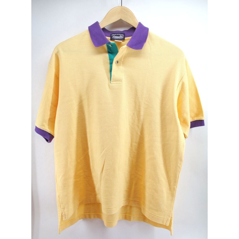 Vintage Boston Traders Great Outdoors Yellow Polo Shirt size Men's Large USA Y2K